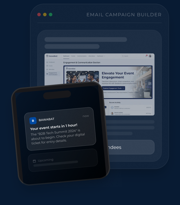 Email campaign builder and attendee push notification preview